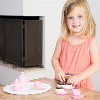 Tea set with cutting cake - pink